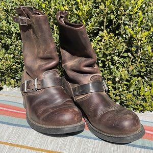 Vintage Frye Engineer Boots Brown Leather Size 8